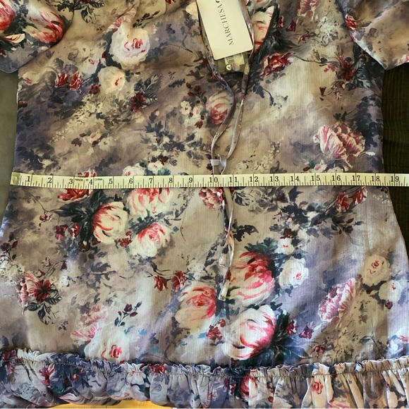 NWT Marchesa Notte Floral Textured Charmeuse Mini Ruffle Trim Dress size 4 - Picture 7 of 11